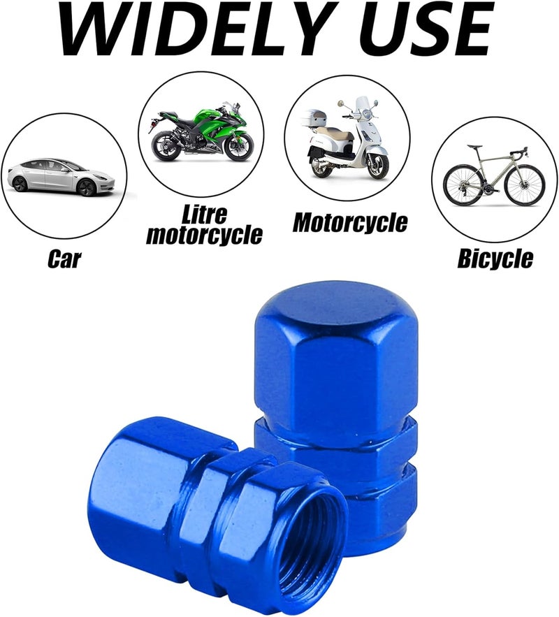 alpmosn Aluminum Tire Stem Valve Caps Wheel Valve Covers Car Dustproof Tire Cap Cover Accessories, Universal for SUV, Car, Bike and Motorcycle, Hexagon Shape (4PCS Blue) - Image 5